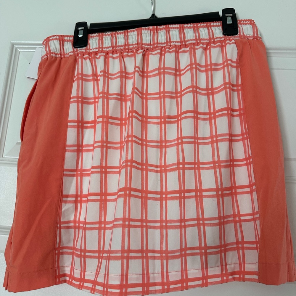 Plaid Drawstring Mini Skirt — Coral - Picture 3 of 6